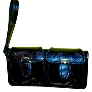 Cole Haan Black Patent Leather Wristlet.